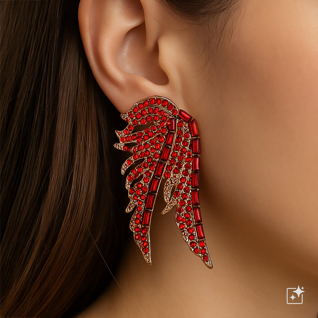 Rhinestone wing earrings
