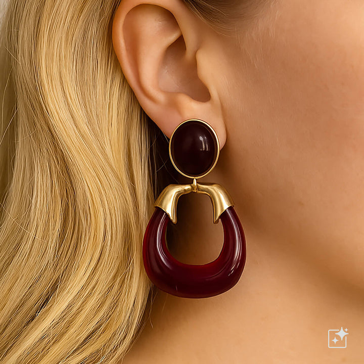 Round Drop earrings metal with decoration