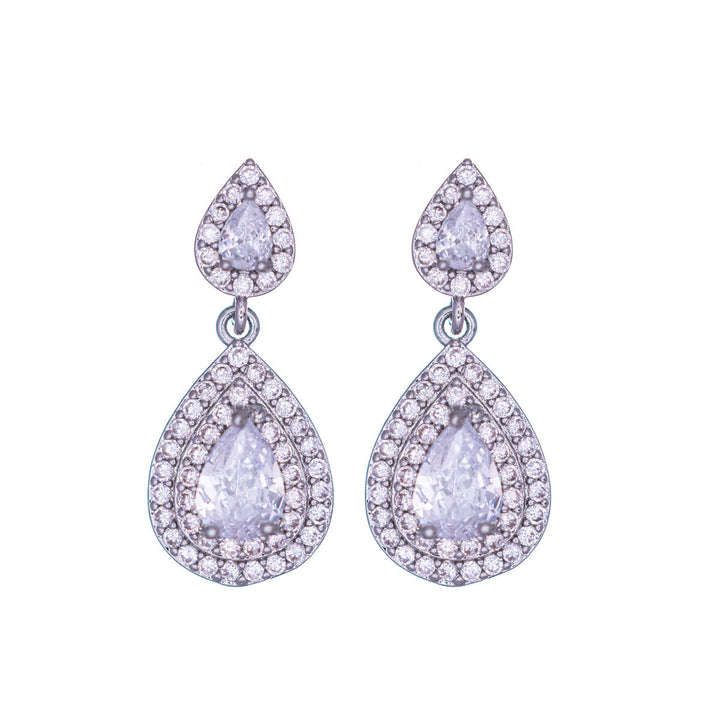 Two-piece drop zirconia earrings