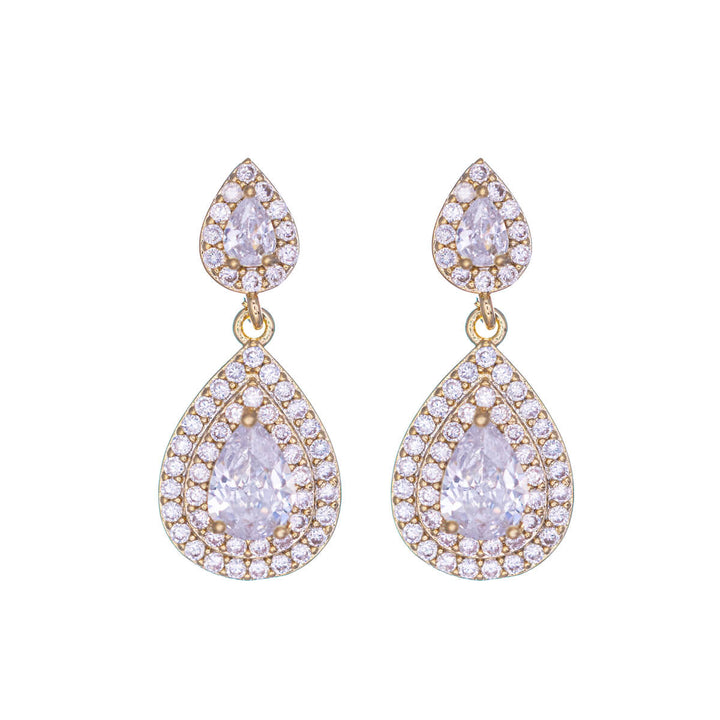 Two-piece drop zirconia earrings