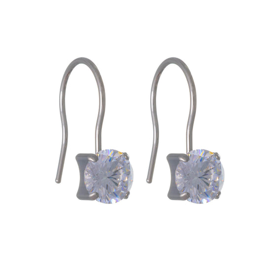 Zirkonia korvakorut koukulla 6 mm (Titaani G23) – hopea