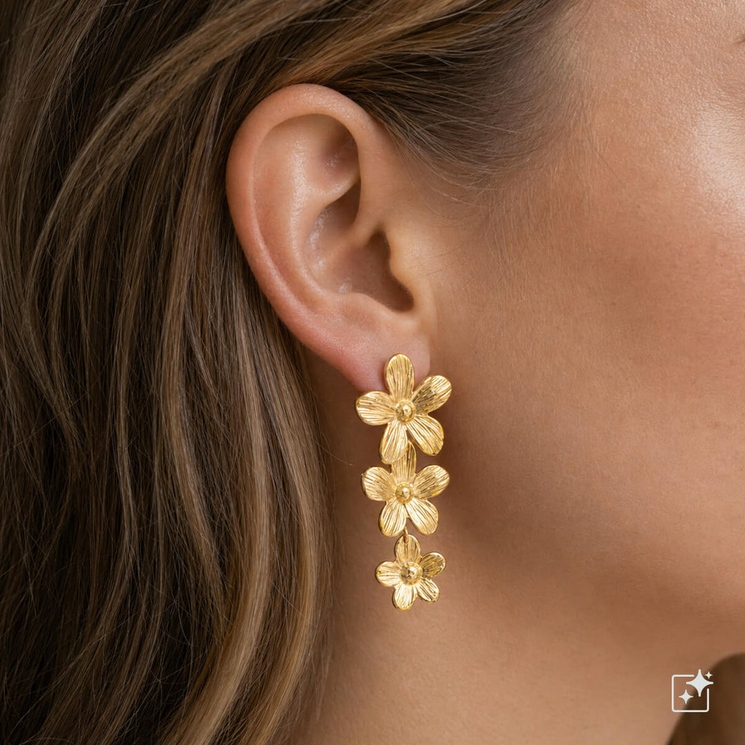 Näyttävät kukkakorvakorut – roikkuva monikukka design teräksestä