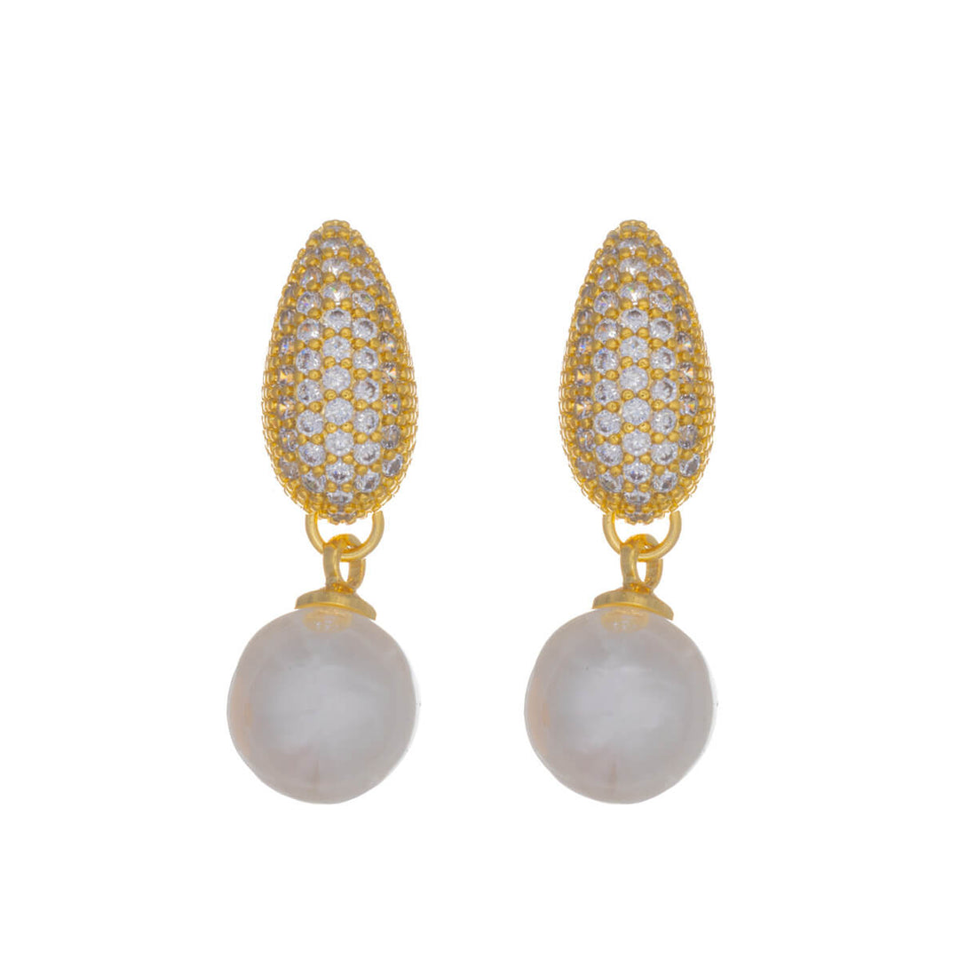 Pearl and zirconia earrings – delicate dangling party earrings