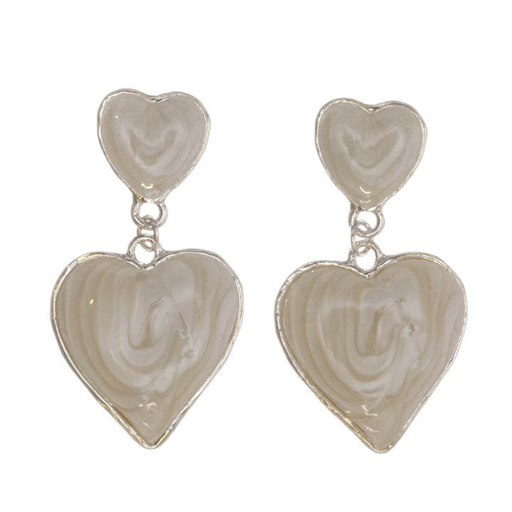 Colorful dangling heart earrings