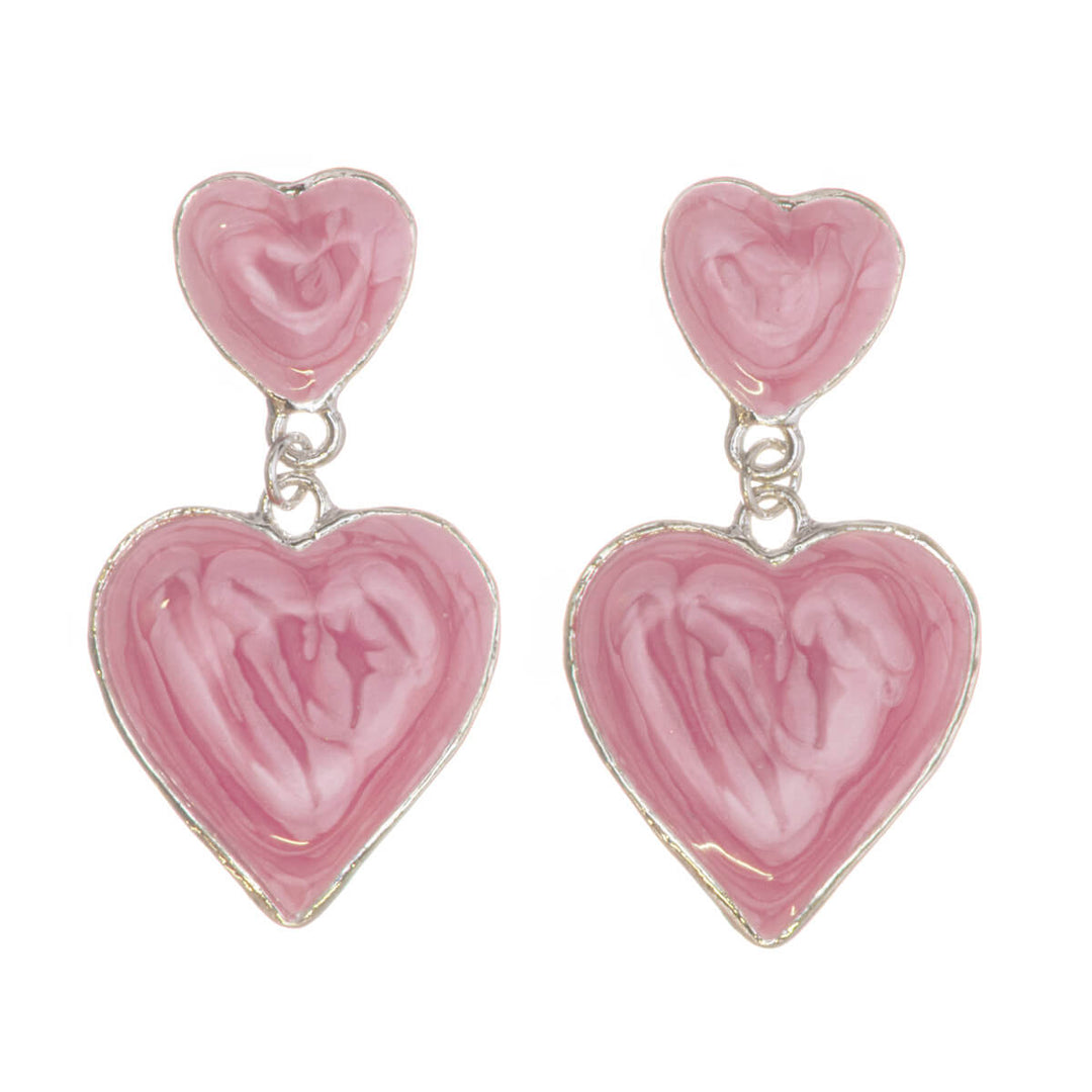 Colorful dangling heart earrings