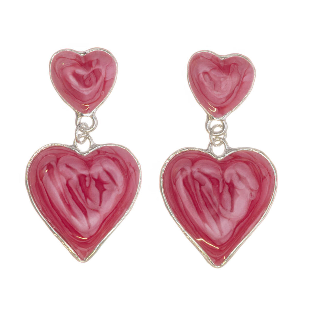 Colorful dangling heart earrings