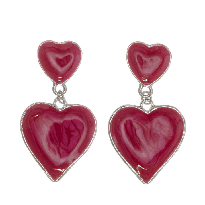 Colorful dangling heart earrings