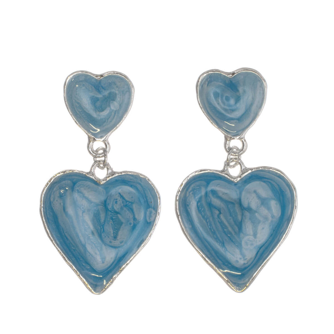 Colorful dangling heart earrings