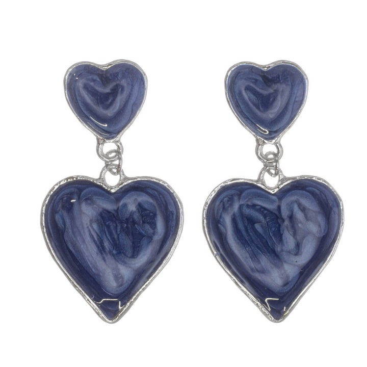 Colorful dangling heart earrings