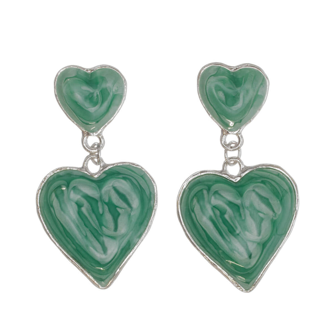 Colorful dangling heart earrings