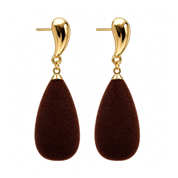 Brown Velvet Drop Earrings