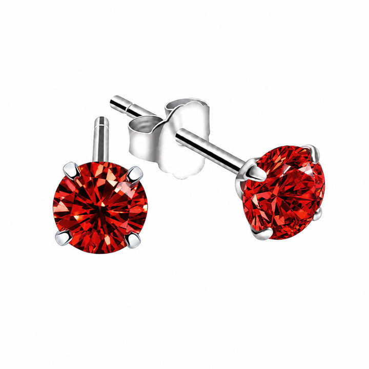 Värilliset pyöreät zirkonia korvakorut 5mm (Teräs 316L)