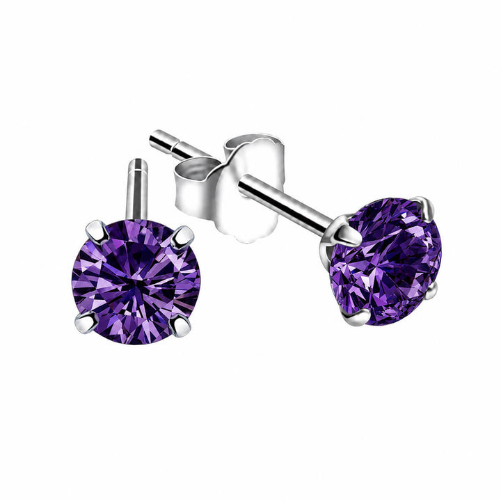 Värilliset pyöreät zirkonia korvakorut 5mm (Teräs 316L)
