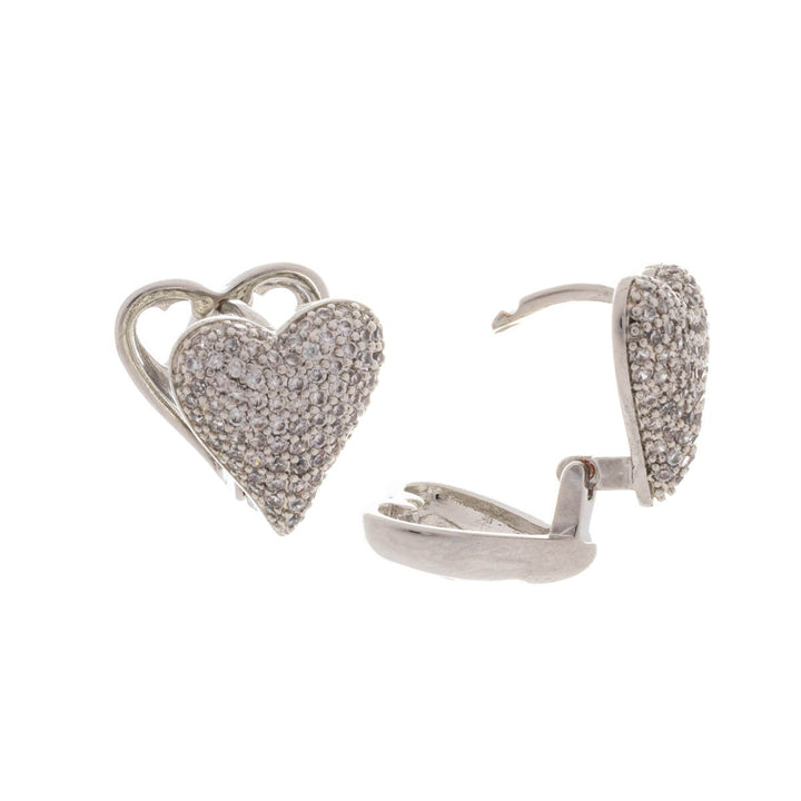 Heart earrings with zirconia stones