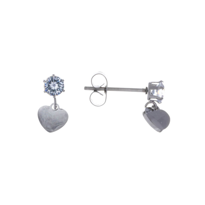 Heart pendant with stone earrings (Steel 316L)