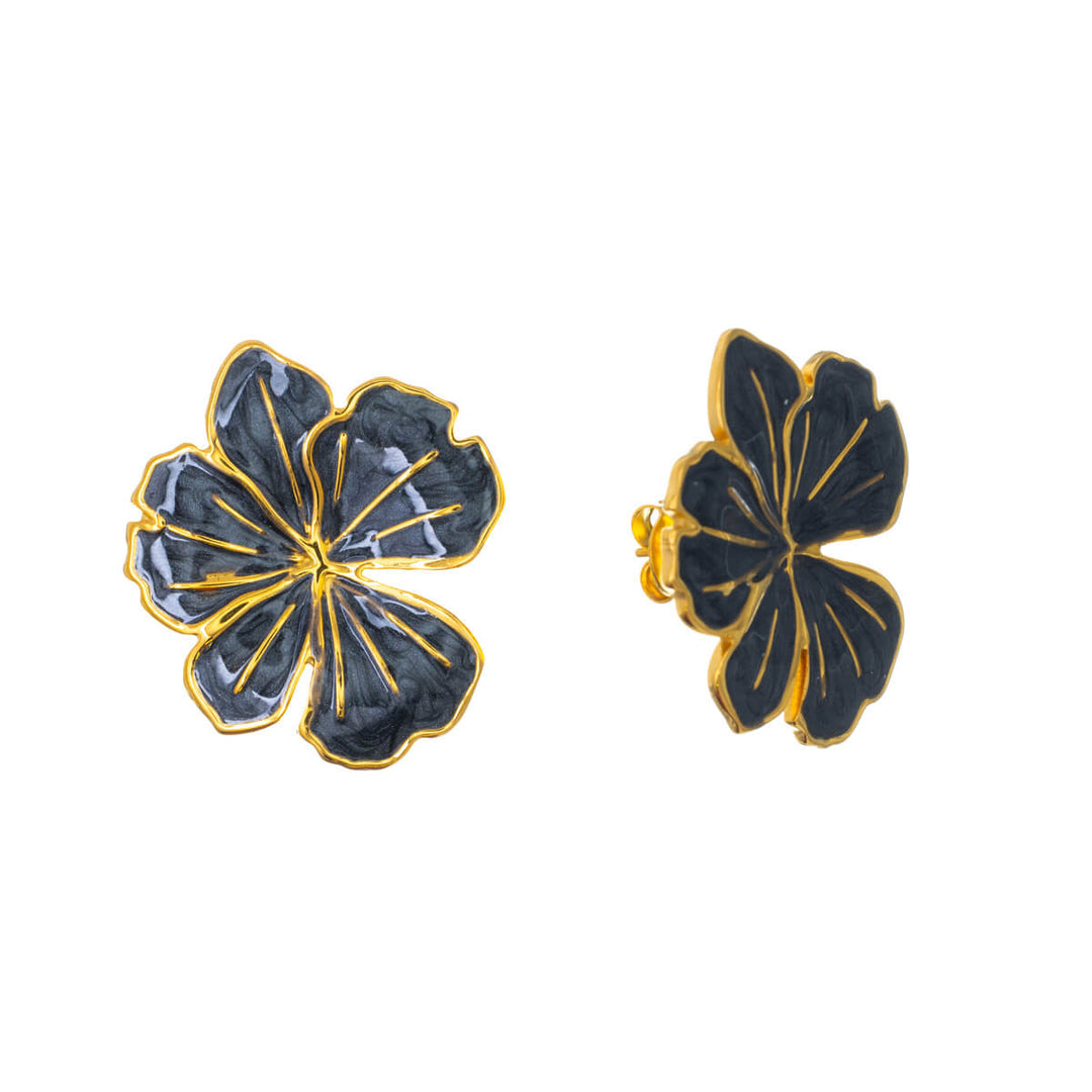 Colourful gold plated flower earrings (Steel 316L)