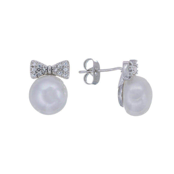 Perlen-Zirkonia-Ohrringe mit Fliege