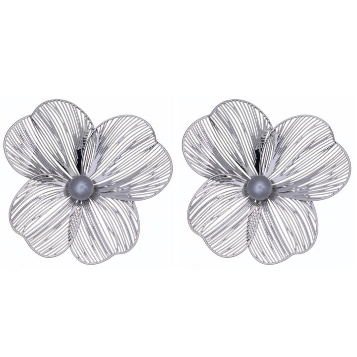 Steel flower earrings with bead (Steel 316L)