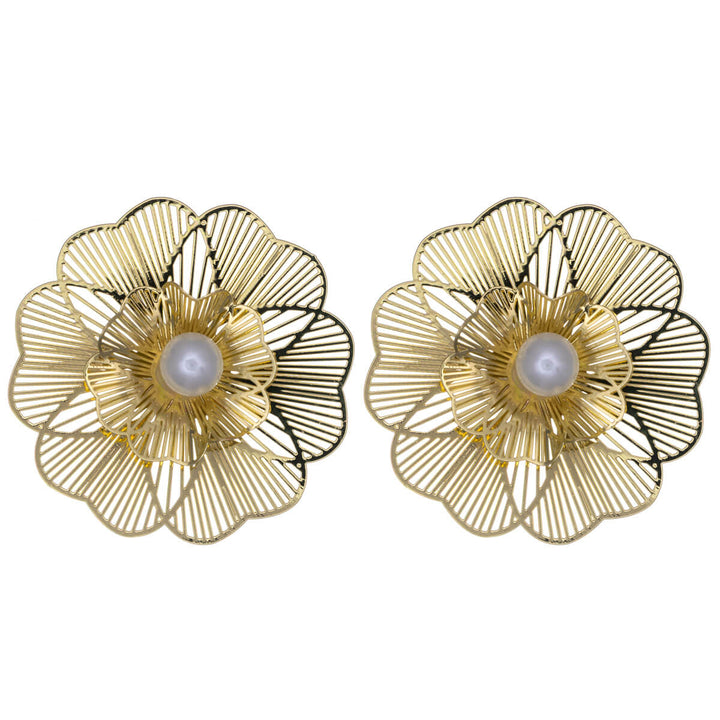 Steel flower earrings with bead (Steel 316L)