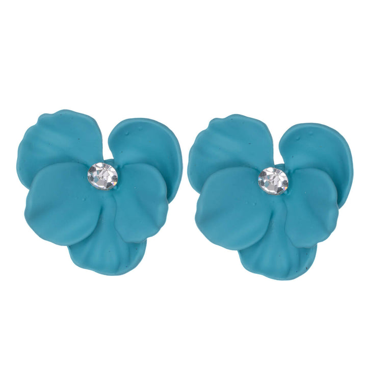 Colourful flower earrings with stone