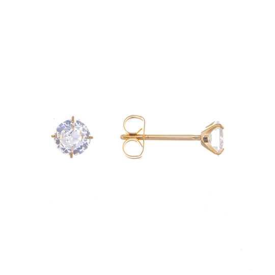 Titaaniset zirkonia korvakorut 4 mm (Titaani G23) – kulta