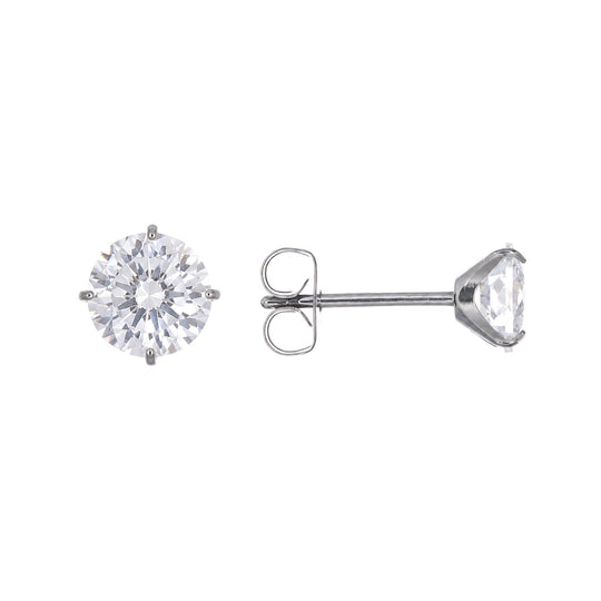 Titaaniset zirkonia korvakorut 6 mm (Titaani G23) – hopea