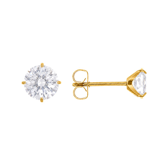 Titaaniset zirkonia korvakorut 6 mm (Titaani G23) – hopea