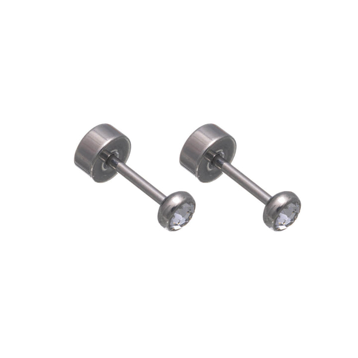 Titan Crystal Stud Örhängen 3 mm – Skruvlås (G23)