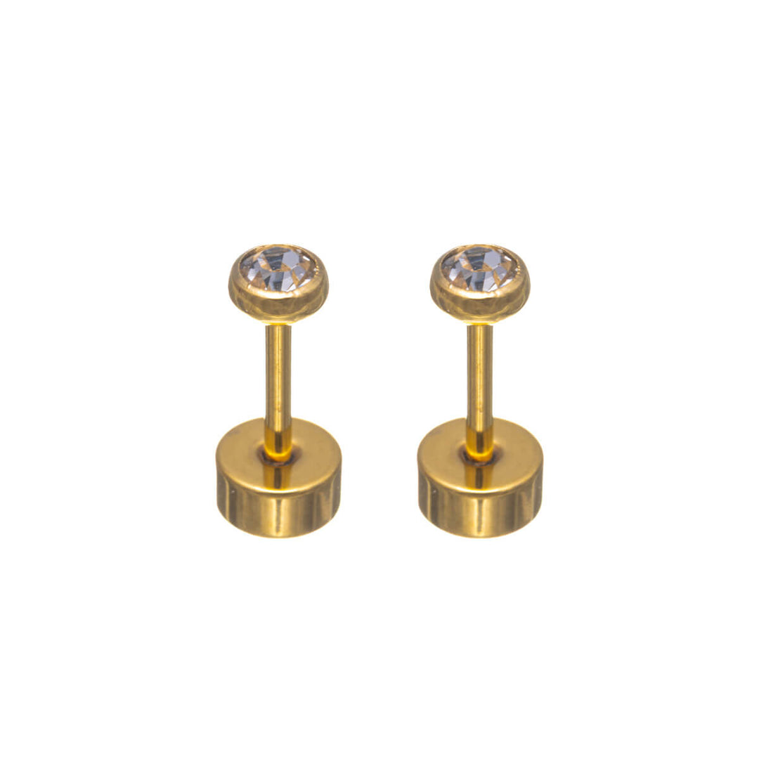 Titan Crystal Stud Örhängen 3 mm – Skruvlås (G23)