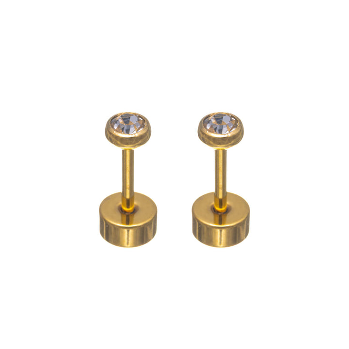 Titan Crystal Stud Örhängen 3 mm – Skruvlås (G23)
