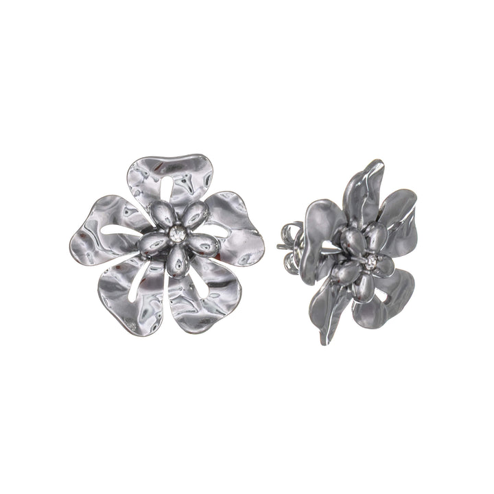 Blommörhängen med zirkonsten – blomdesign i stål (316L)