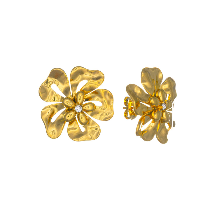 Blommörhängen med zirkonsten – blomdesign i stål (316L)