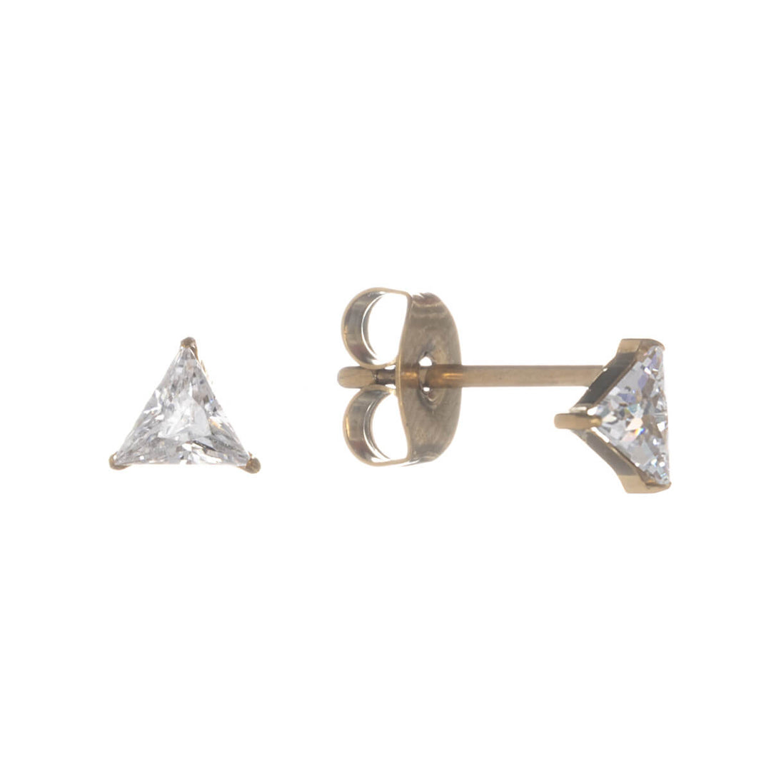 Titan-Dreieck-Ohrstecker mit Zirkonia, 5 mm (G23)
