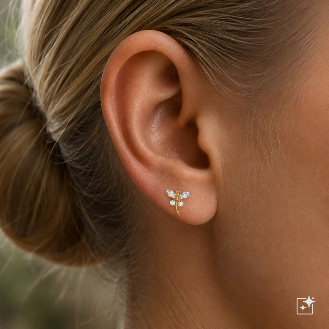 Titan-Libellen-Ohrstecker mit Zirkonia, 6,5 mm (G23)