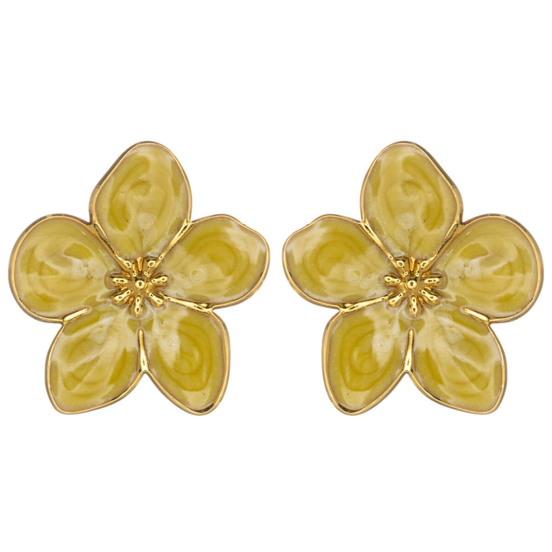 Farbige Blumen-Ohrringe aus vergoldetem Edelstahl (Edelstahl 316L)
