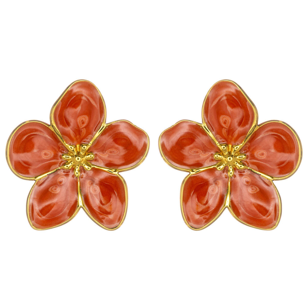 Farbige Blumen-Ohrringe aus vergoldetem Edelstahl (Edelstahl 316L)