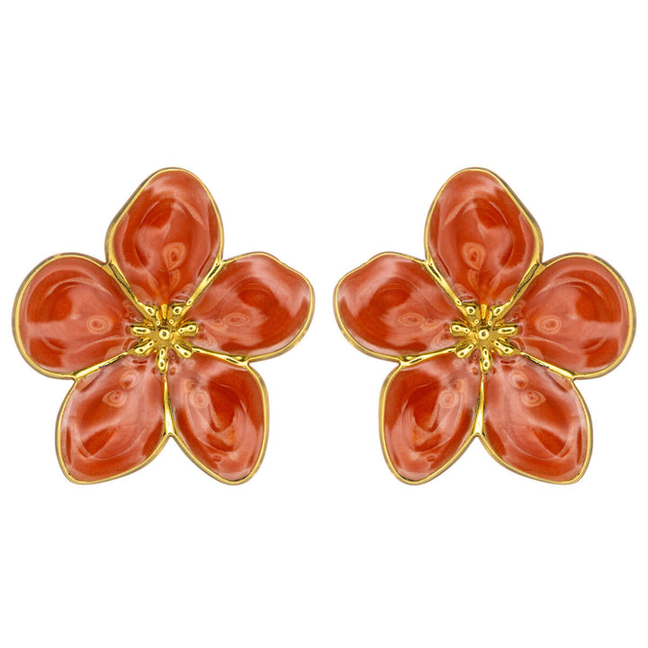 Farbige Blumen-Ohrringe aus vergoldetem Edelstahl (Edelstahl 316L)