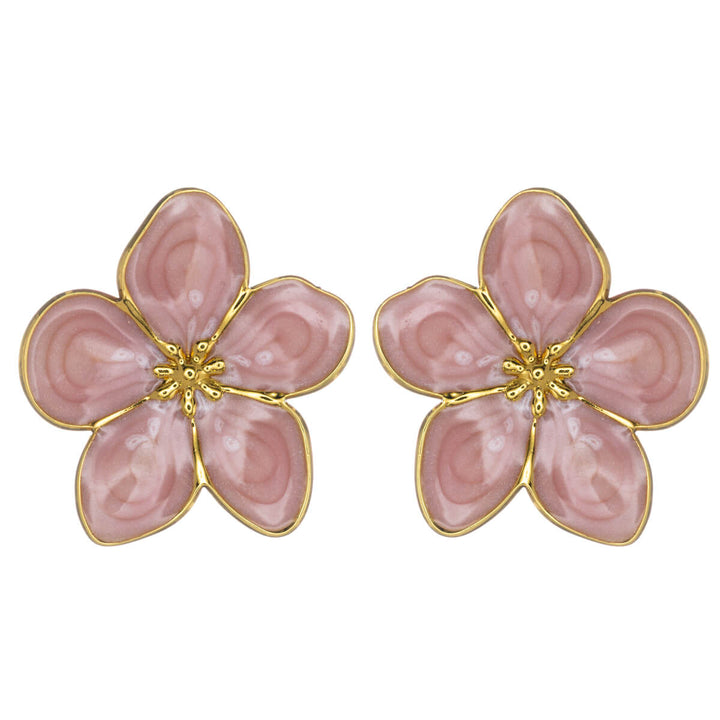 Farbige Blumen-Ohrringe aus vergoldetem Edelstahl (Edelstahl 316L)