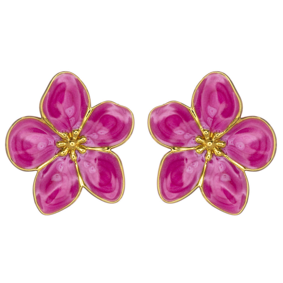 Farbige Blumen-Ohrringe aus vergoldetem Edelstahl (Edelstahl 316L)