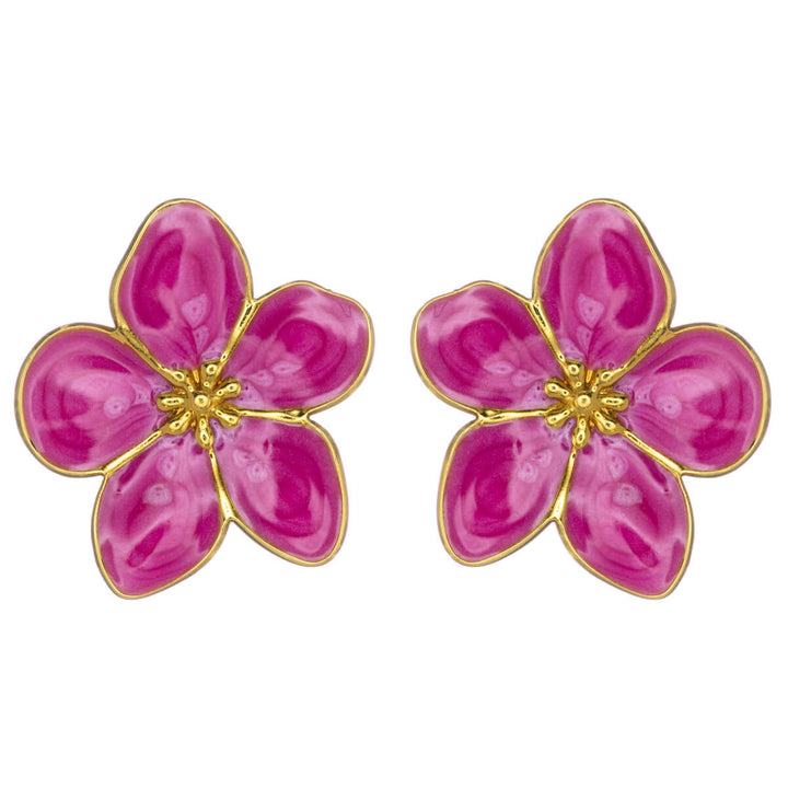 Farbige Blumen-Ohrringe aus vergoldetem Edelstahl (Edelstahl 316L)