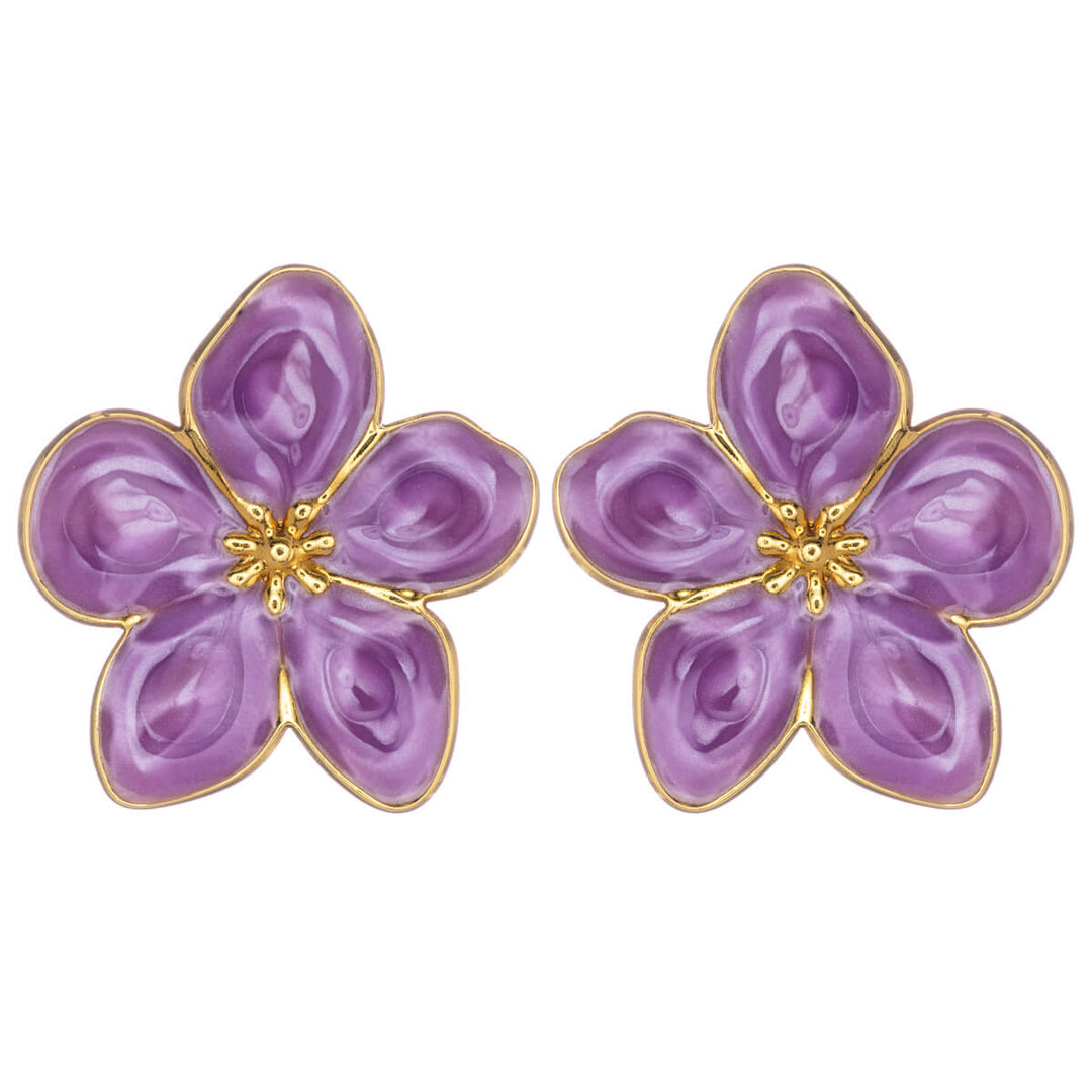 Farbige Blumen-Ohrringe aus vergoldetem Edelstahl (Edelstahl 316L)