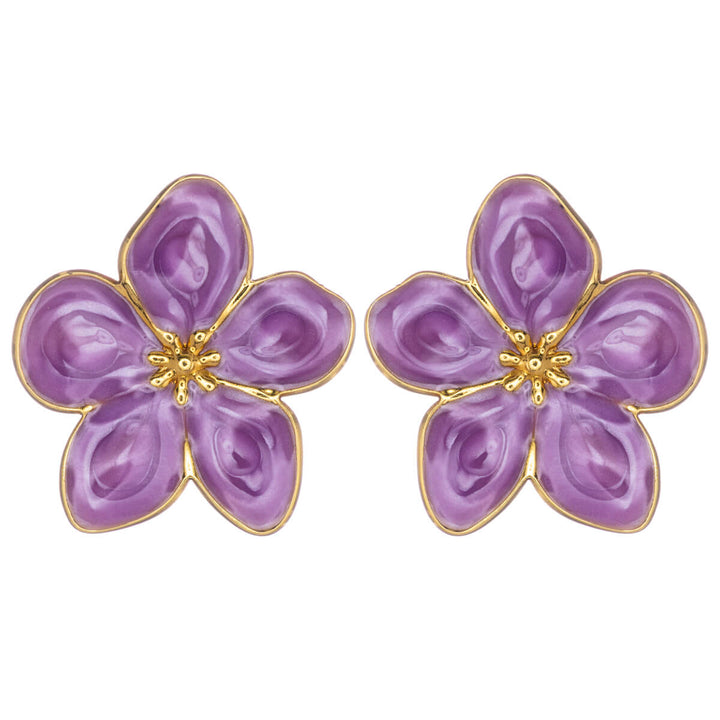 Farbige Blumen-Ohrringe aus vergoldetem Edelstahl (Edelstahl 316L)