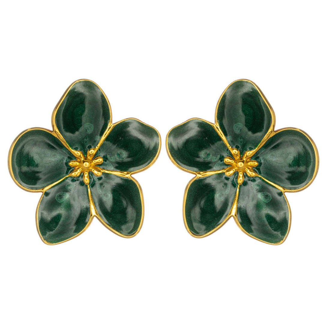 Farbige Blumen-Ohrringe aus vergoldetem Edelstahl (Edelstahl 316L)