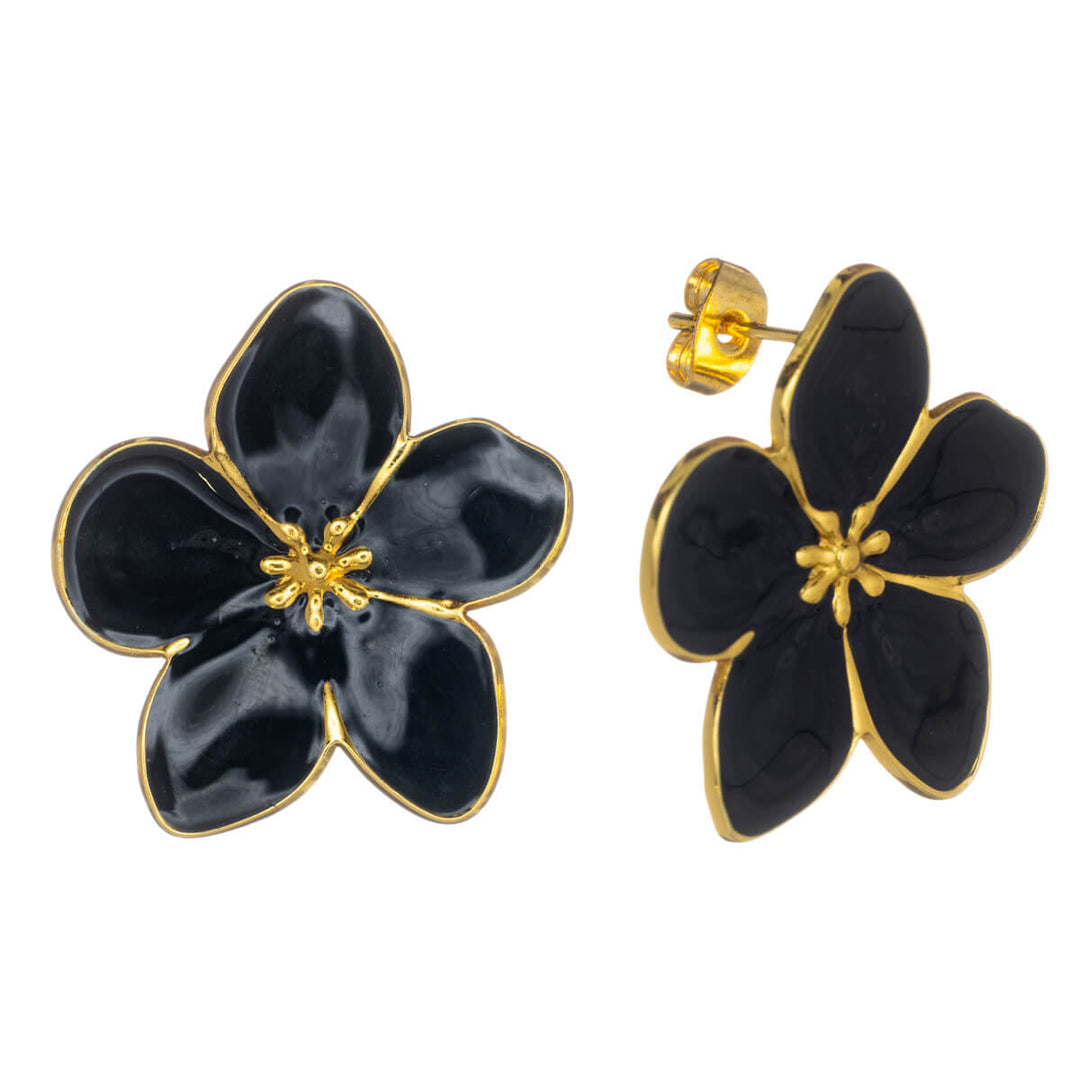 Farbige Blumen-Ohrringe aus vergoldetem Edelstahl (Edelstahl 316L)