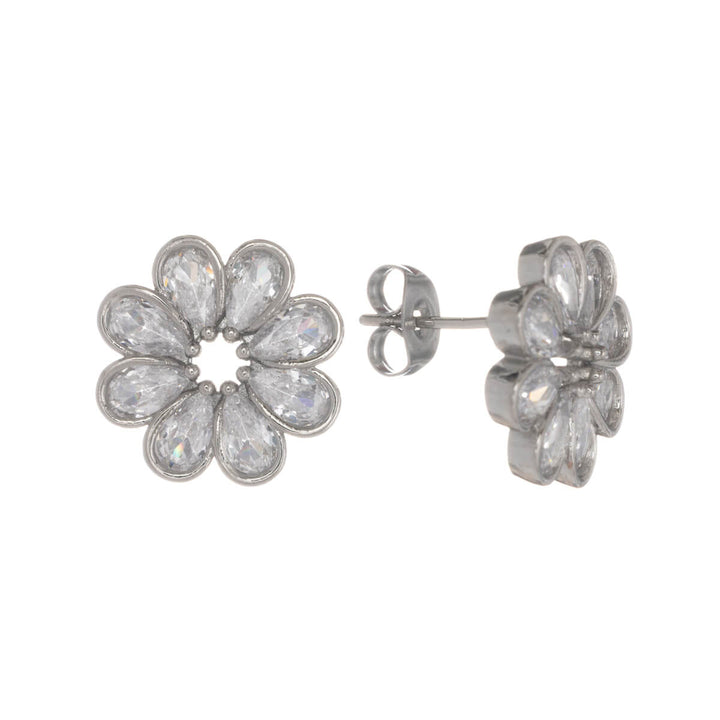 Funkelnde Blumen-Ohrringe mit Glassteinen