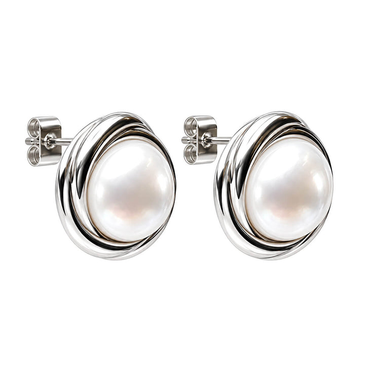 Bead Earrings with a Twisted Edge (Steel 136L)