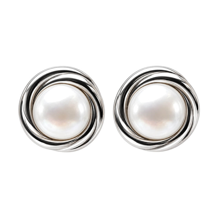 Bead Earrings with a Twisted Edge (Steel 136L)