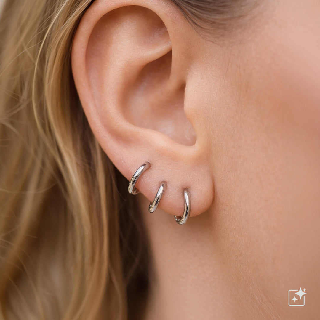 Kleine Ohrringe aus Stahl 8 mm (Stahl 316L)