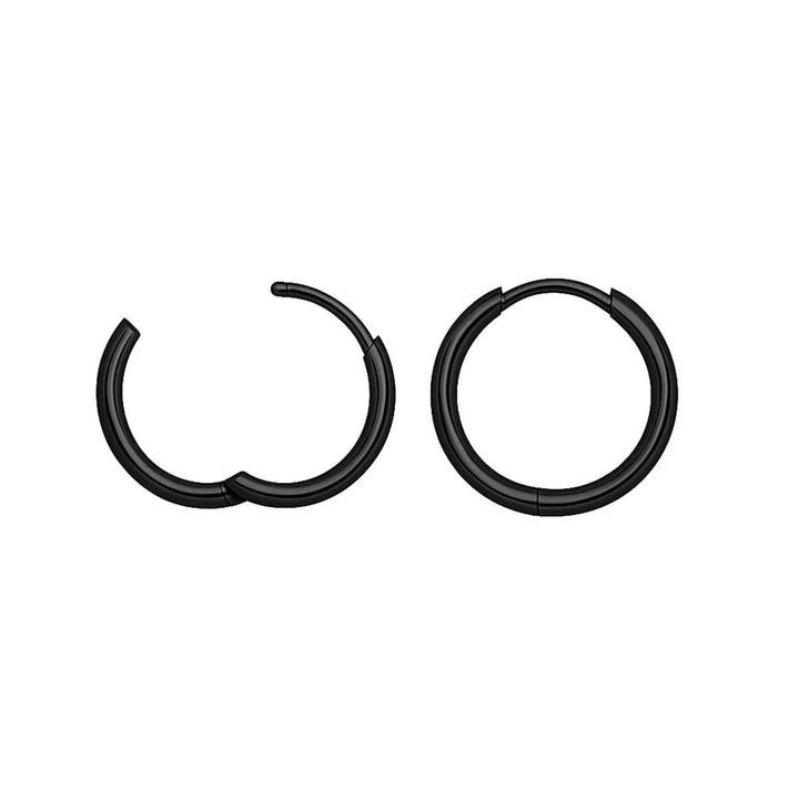 Svarta små örhängen i stål, set med 3 par (8 mm, 10 mm och 12 mm)