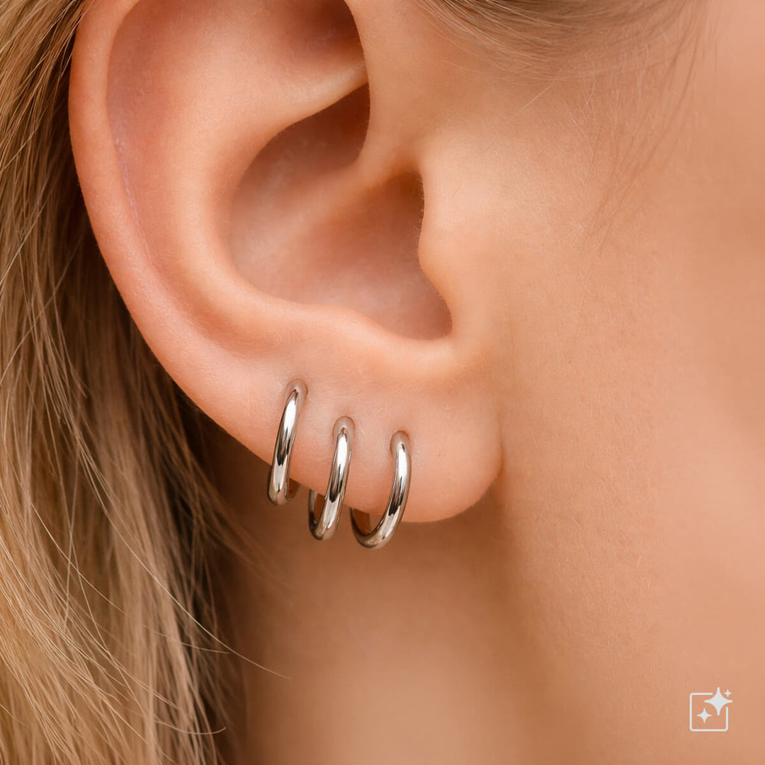 Kleine Ohrringe aus Stahl 12 mm (Stahl 316L)